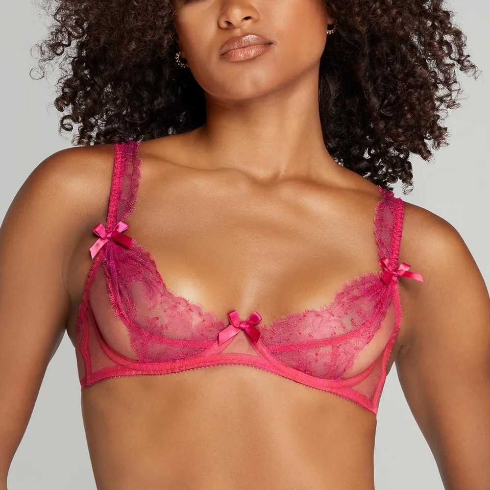 New NWT Agent Provocateur Hot Pink Lace Bra 32D in Style Willa Fuchsia